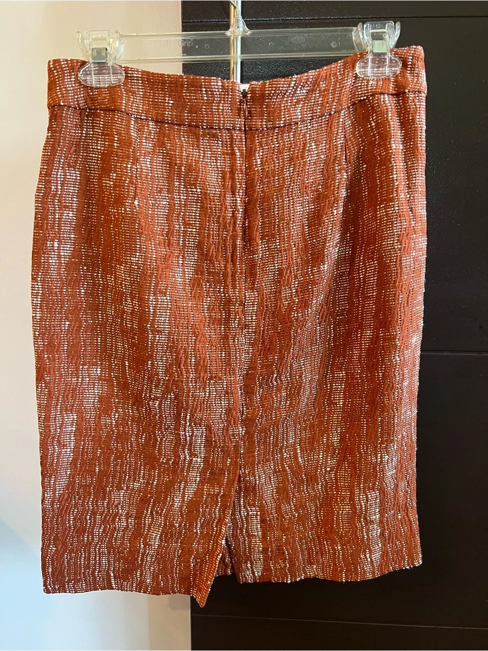 J. Crew Rust Orange Textured Pencil Linen Skirt